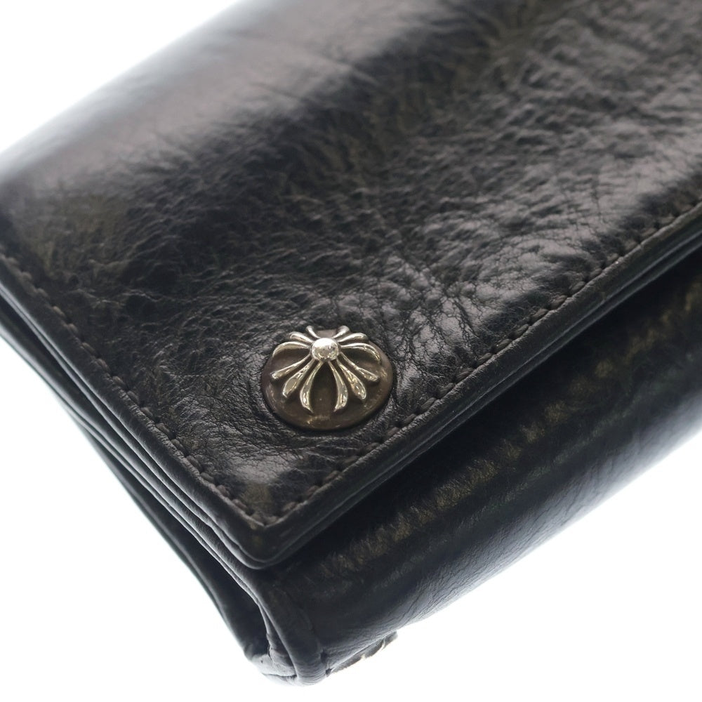 CHROME HEARTS(クロムハーツ) 3FOLD 3フォールド クロスボールボタン クロスパッチ レザーウォレット 財布 ブラック