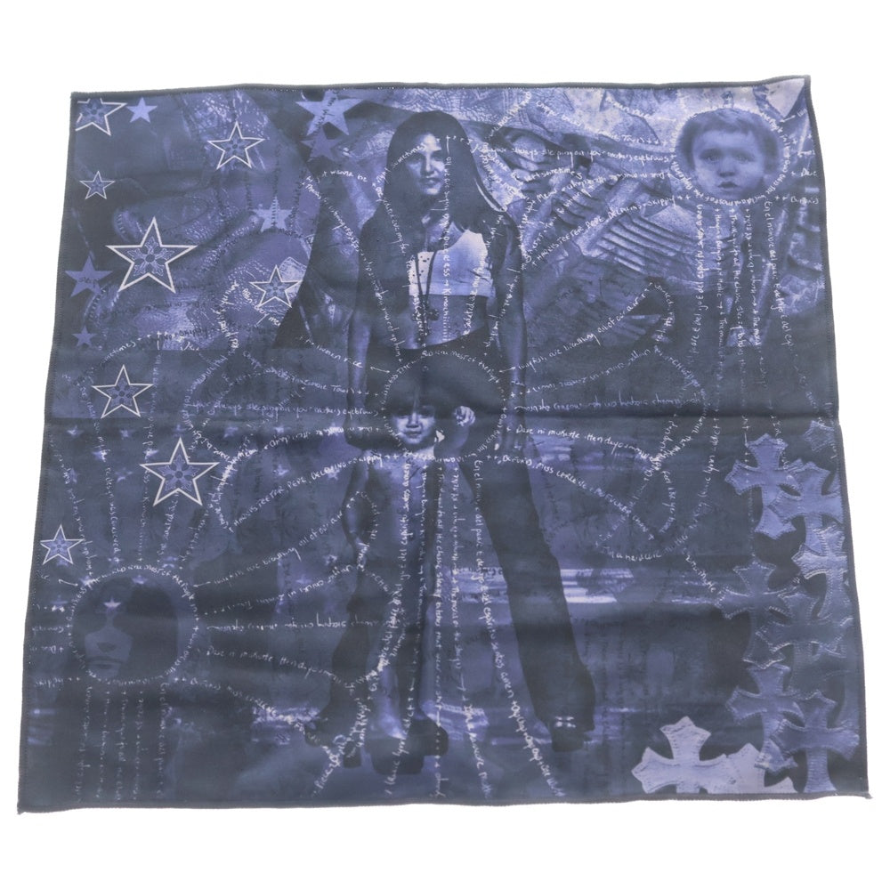 CHROME HEARTS(クロムハーツ) ロゴプリント 総柄アイウェアクロス 眼鏡拭き ブルー