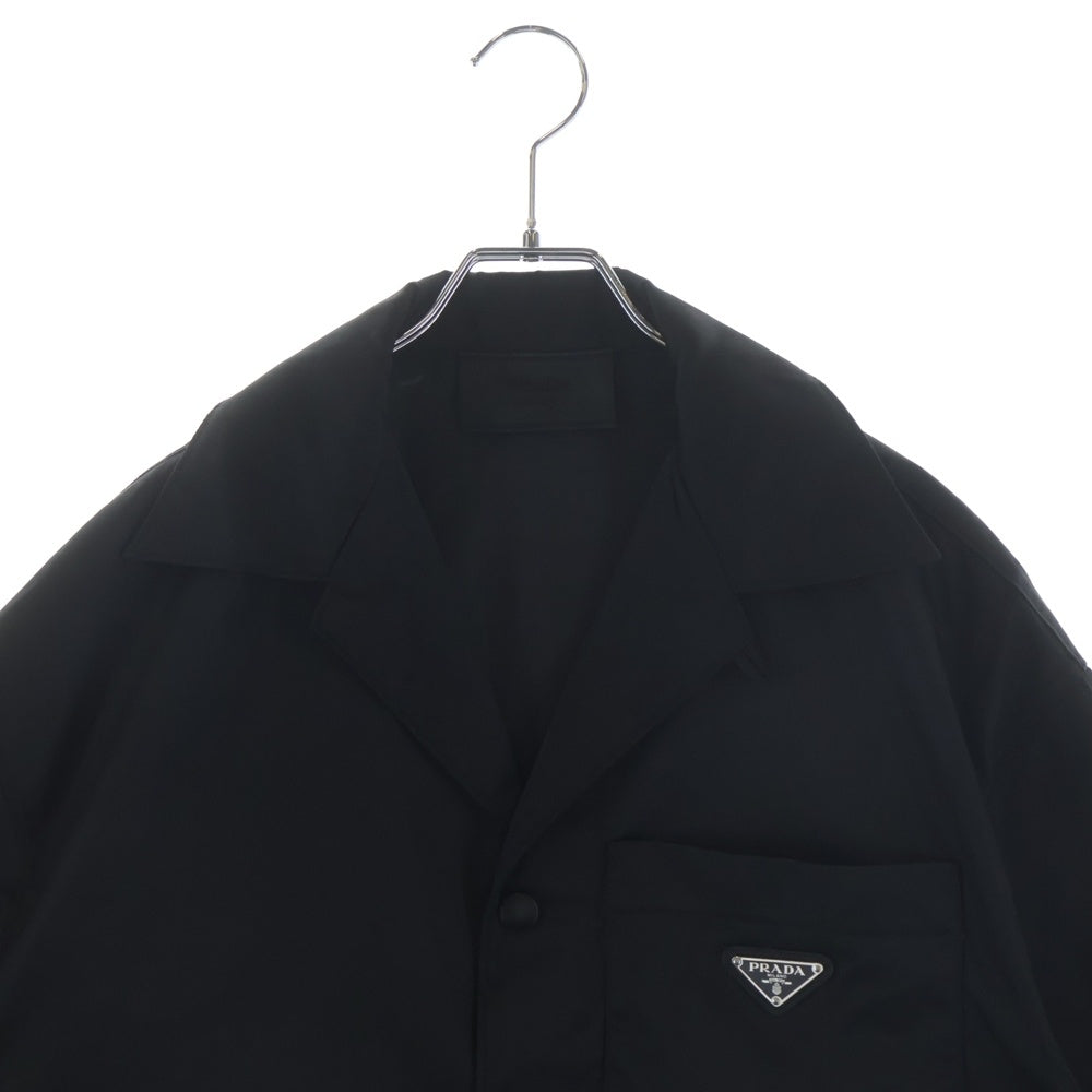 PRADA(プラダ) RE-NYLON リナイロン トライアングルロゴ ナイロン オープンカラー 半袖シャツ SC449 S182 1WQ8 ブラック