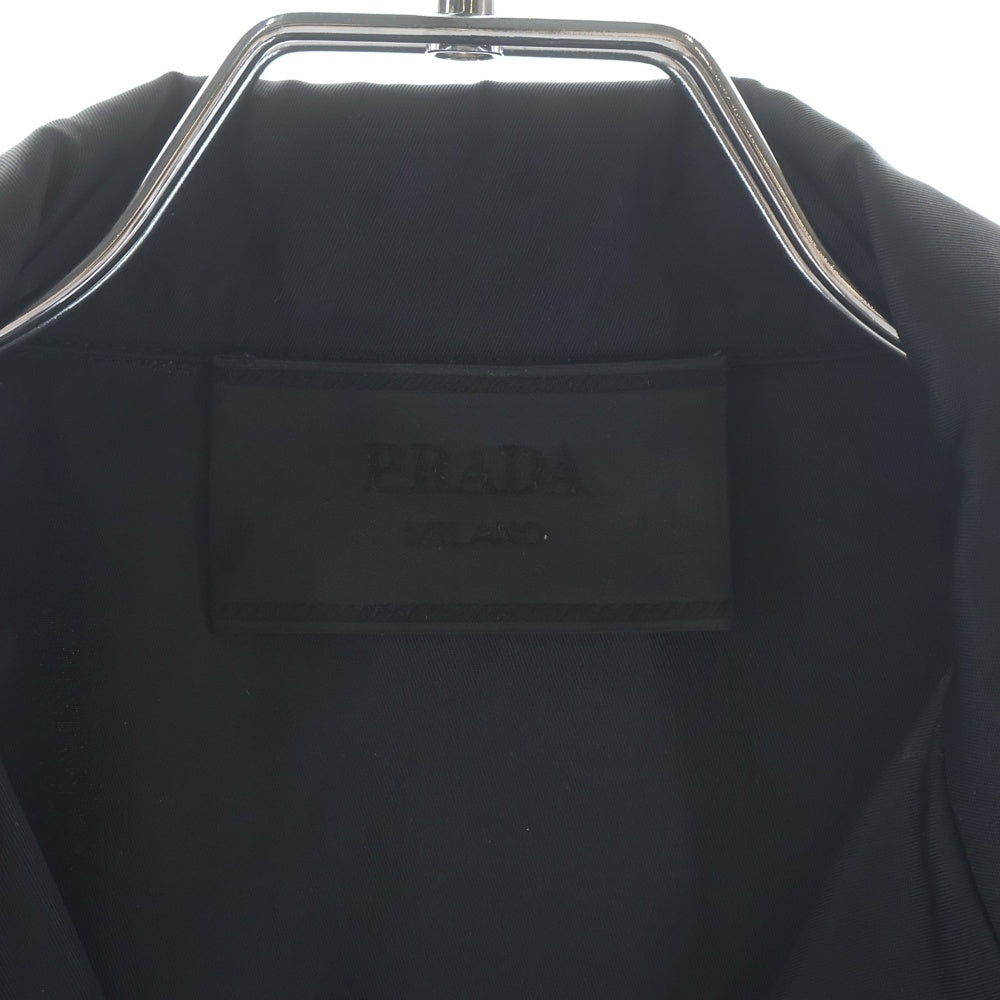 PRADA(プラダ) RE-NYLON リナイロン トライアングルロゴ ナイロン オープンカラー 半袖シャツ SC449 S182 1WQ8 ブラック