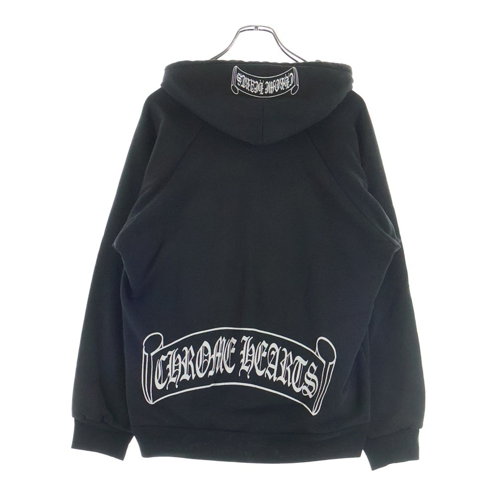 CHROME HEARTS(クロムハーツ) OLD SCROLL LABEL Hoodie オールド バックスクロールラベルプリント プルオーバーパーカー ブラック