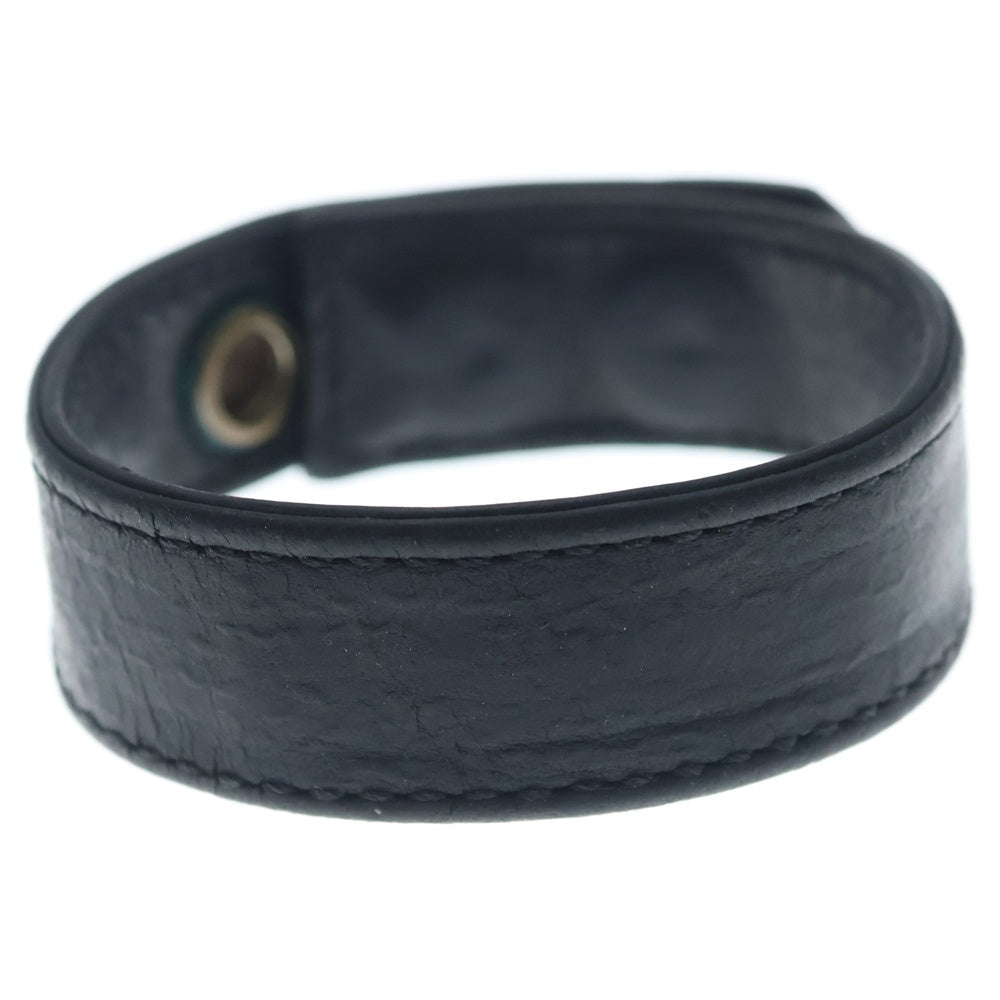 CHROME HEARTS(クロムハーツ) 3BTN 2SNP クロスボール 3ボタン2スナップ レザーブレスレット ブラック/シルバー BCA123