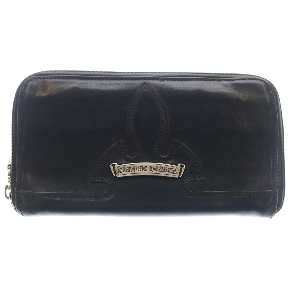 CHROME HEARTS(クロムハーツ) REC F ZIP ダブル フレアニー ラウンドジップ レザー ロングウォレット ブラック