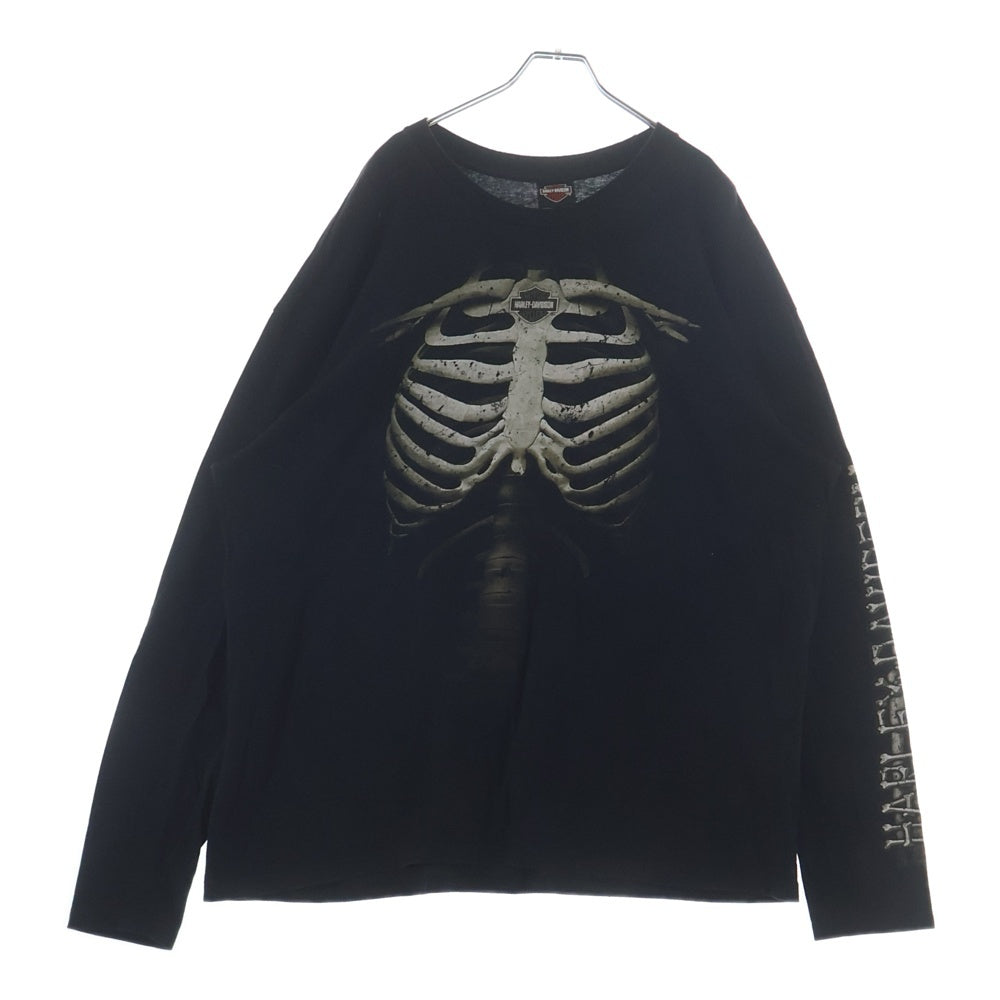 HARLEY DAVIDSON(ハーレーダビッドソン) 00s ボーン スケルトン プリントロングカットソー 長袖Tシャツ ブラック