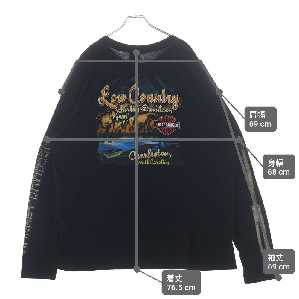 HARLEY DAVIDSON(ハーレーダビッドソン) 00s ボーン スケルトン プリントロングカットソー 長袖Tシャツ ブラック