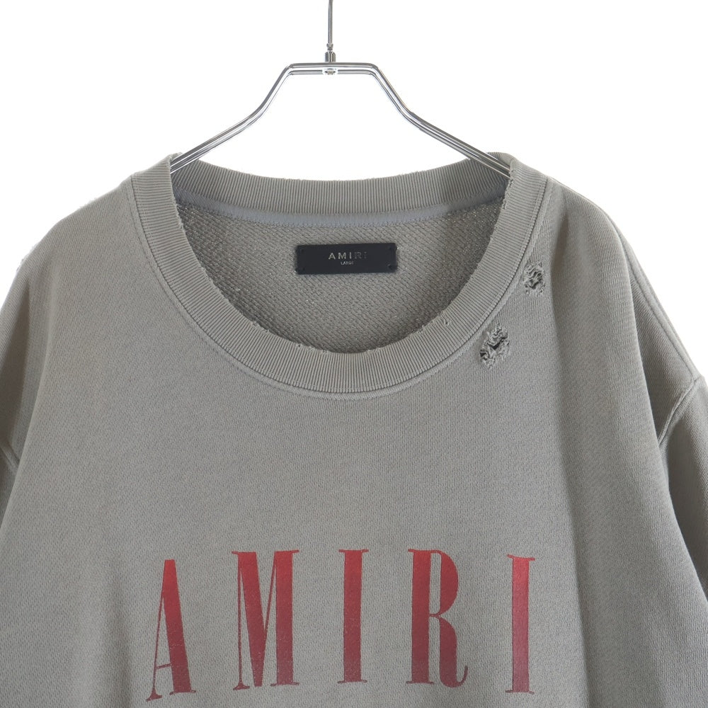 AMIRI(アミリ) SHOTTGUN ショットガン ヴィンテージ加工 フロントプリント クルーネックスウェットトレーナー グレー