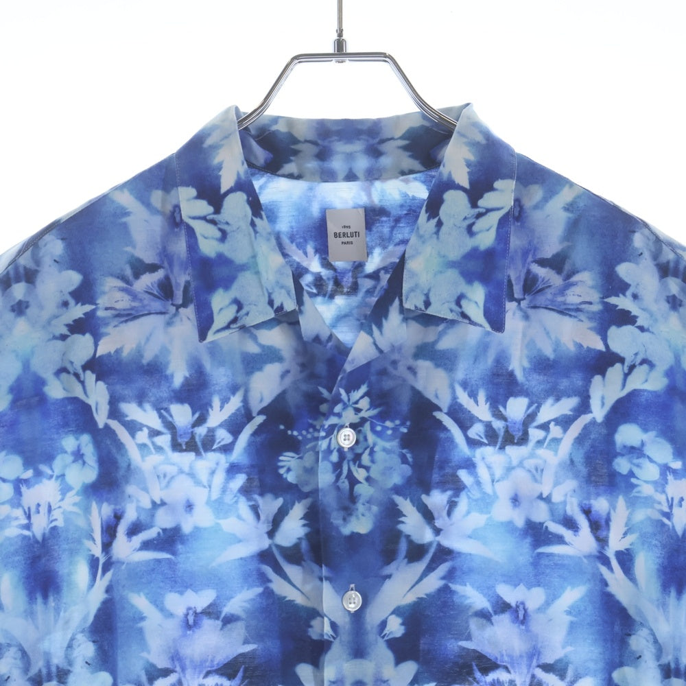 Berluti(ベルルッティ) フラワー総柄 リネン半袖シャツ R24HCS43LADK ブルー