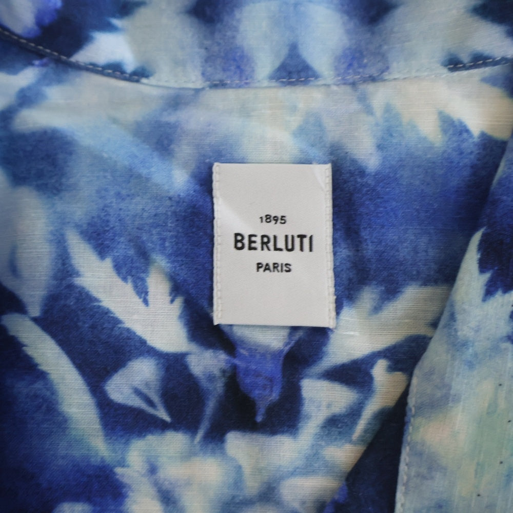 Berluti(ベルルッティ) フラワー総柄 リネン半袖シャツ R24HCS43LADK ブルー