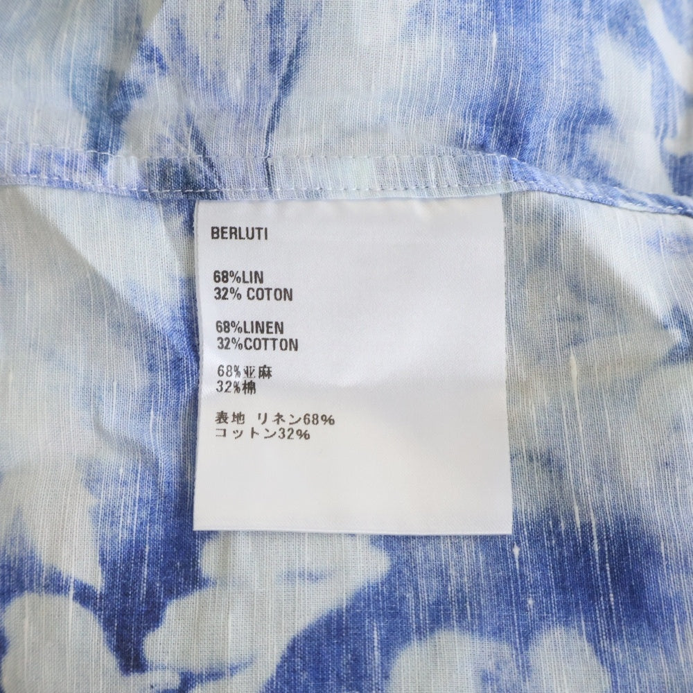 Berluti(ベルルッティ) フラワー総柄 リネン半袖シャツ R24HCS43LADK ブルー