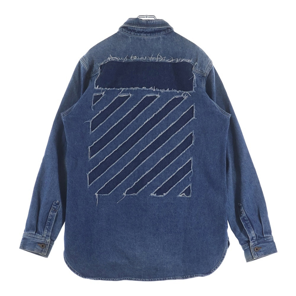 OFF-WHITE(オフホワイト) 17AW DIAGONAL RAW CUT SHIRT ダイアゴナル ローカット 長袖デニムシャツ インディゴ OMGA014F17386070