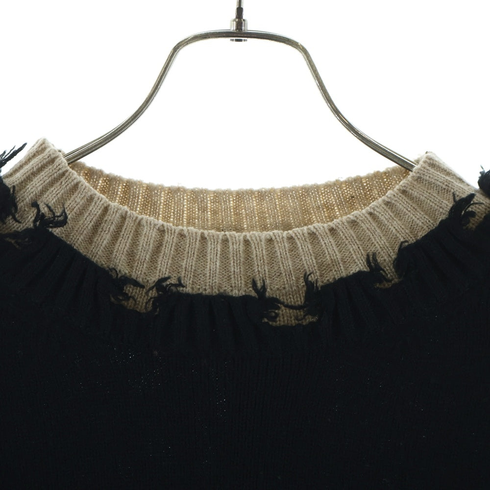 s'yte(サイト) Acrylic Knit Sweaterダメージ加工 長袖ニットセーター ブラック UM-K09-622-3
