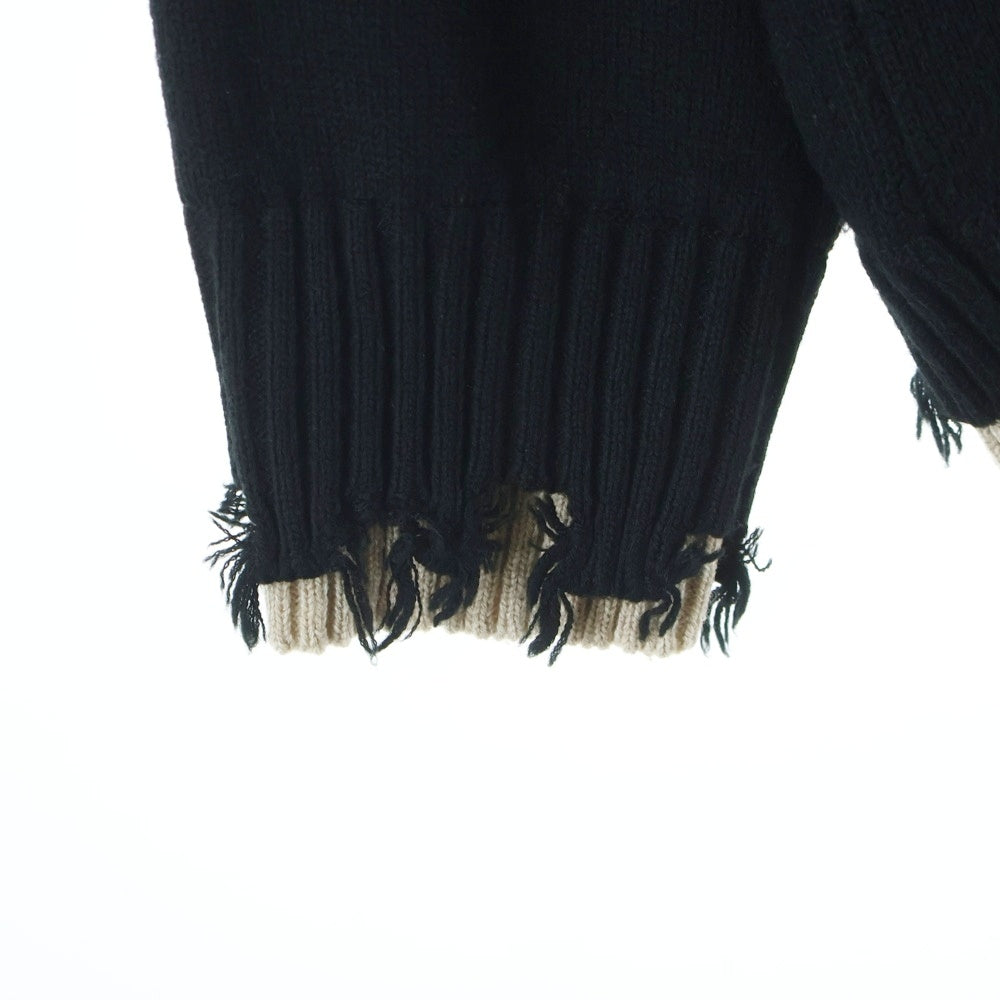 s'yte(サイト) Acrylic Knit Sweaterダメージ加工 長袖ニットセーター ブラック UM-K09-622-3