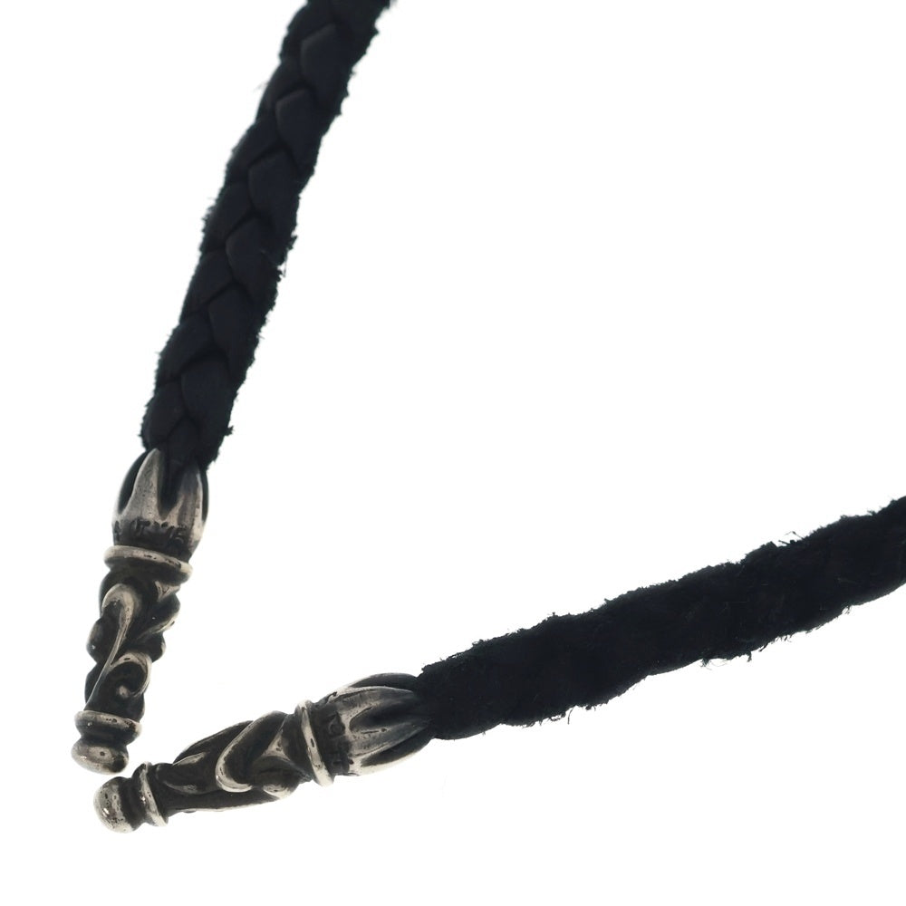 CHROME HEARTS(クロムハーツ) LEATHER BRAID SCROLL ネックレス レザーブレイドネックレス ブラック/シルバー BCA377