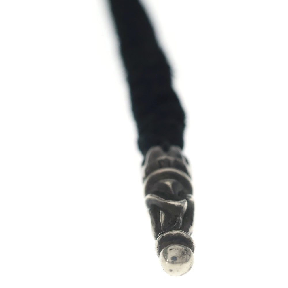 CHROME HEARTS(クロムハーツ) LEATHER BRAID SCROLL ネックレス レザーブレイドネックレス ブラック/シルバー BCA377