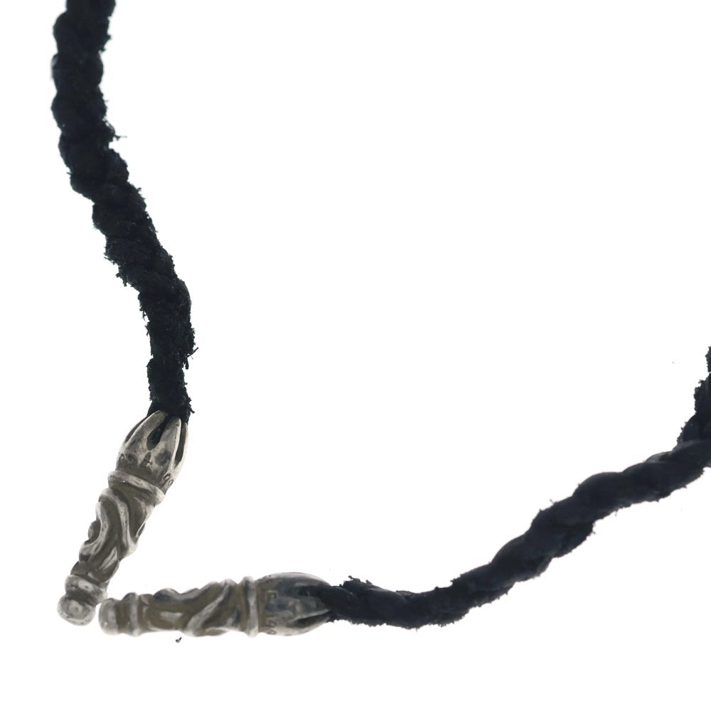 CHROME HEARTS(クロムハーツ) LEATHER BRAID SCROLL ネックレス レザーブレイドネックレス ブラック/シルバー BCA377