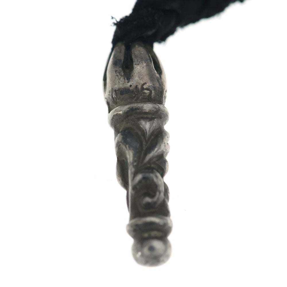 CHROME HEARTS(クロムハーツ) LEATHER BRAID SCROLL ネックレス レザーブレイドネックレス ブラック/シルバー BCA377