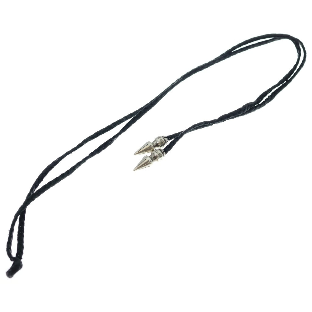 CHROME HEARTS(クロムハーツ) SPIKE LEATHER BRAID スパイクレザーブレード レザーネックレス シルバー/ブラック