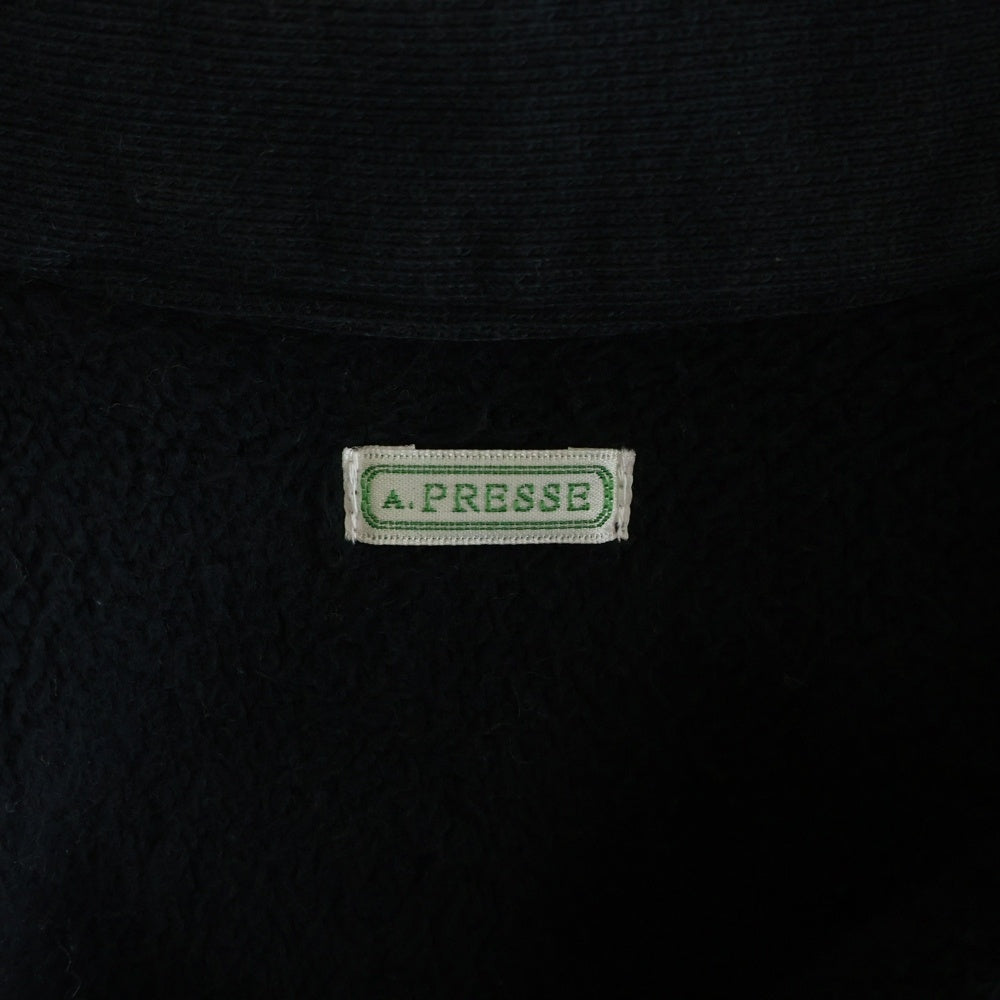 A.PRESSE(アプレッセ) 25AW Vintage Half Zip Sweatshirt 25AAP-05-09 ヴィンテージ ハーフジップスウェットシャツ ブラック