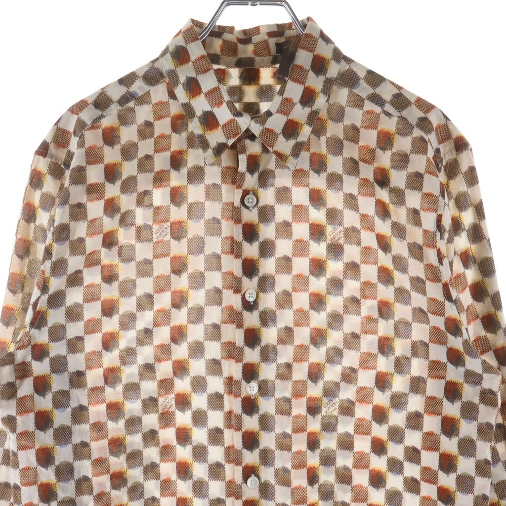 LOUIS VUITTON(ルイヴィトン) ドットコンビダミエドレスシャツ 長袖シャツ ホワイト/ブラウン