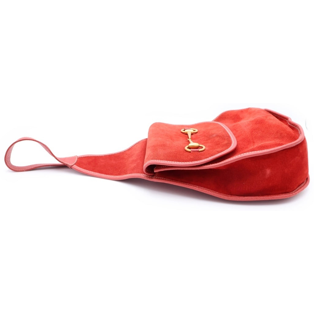 GUCCI(グッチ) ホースビットワンショルダーバッグ スウェード レッド レディース