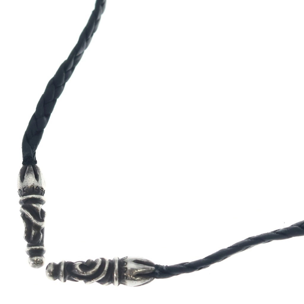 CHROME HEARTS(クロムハーツ) LEATHER BRAID SCROLL ネックレス レザーブレイドネックレス ブラック/シルバー BCA377