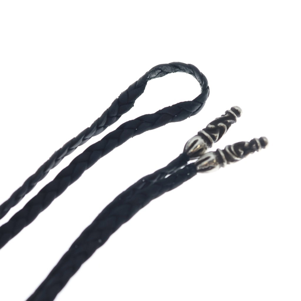 CHROME HEARTS(クロムハーツ) LEATHER BRAID SCROLL ネックレス レザーブレイドネックレス ブラック/シルバー BCA377