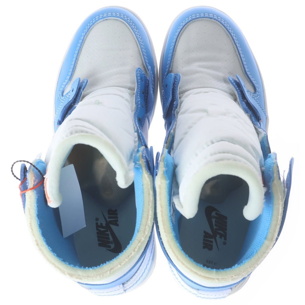 NIKE(ナイキ) ×OFF-WHITE AIR JORDAN 1 POWDER BLUE UNC AQ0818-148 オフホワイト エアジョーダン1 パウダーブルー ハイカットスニーカー ホワイト/ブルー US10/28.0cm