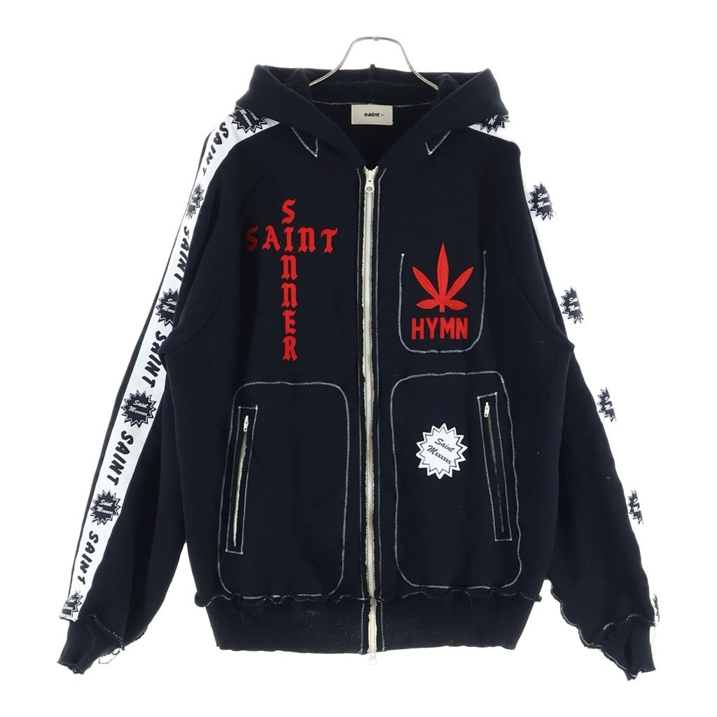 SAINT MICHAEL(セントマイケル) 25AW ×A LOVE MOVEMENT ALM_KNIT SM-HR1-0000-C68 ジップアップニット ブラック