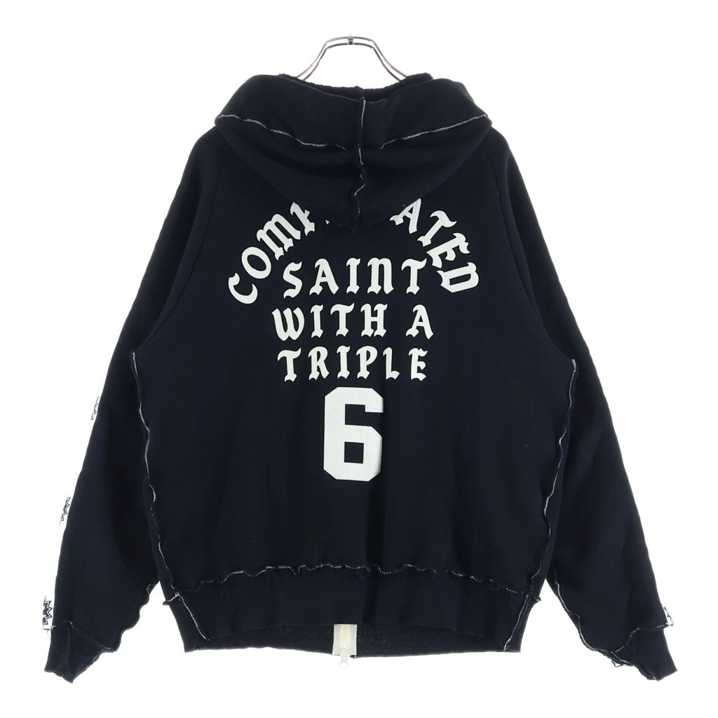 SAINT MICHAEL(セントマイケル) 25AW ×A LOVE MOVEMENT ALM_KNIT SM-HR1-0000-C68 ジップアップニット ブラック