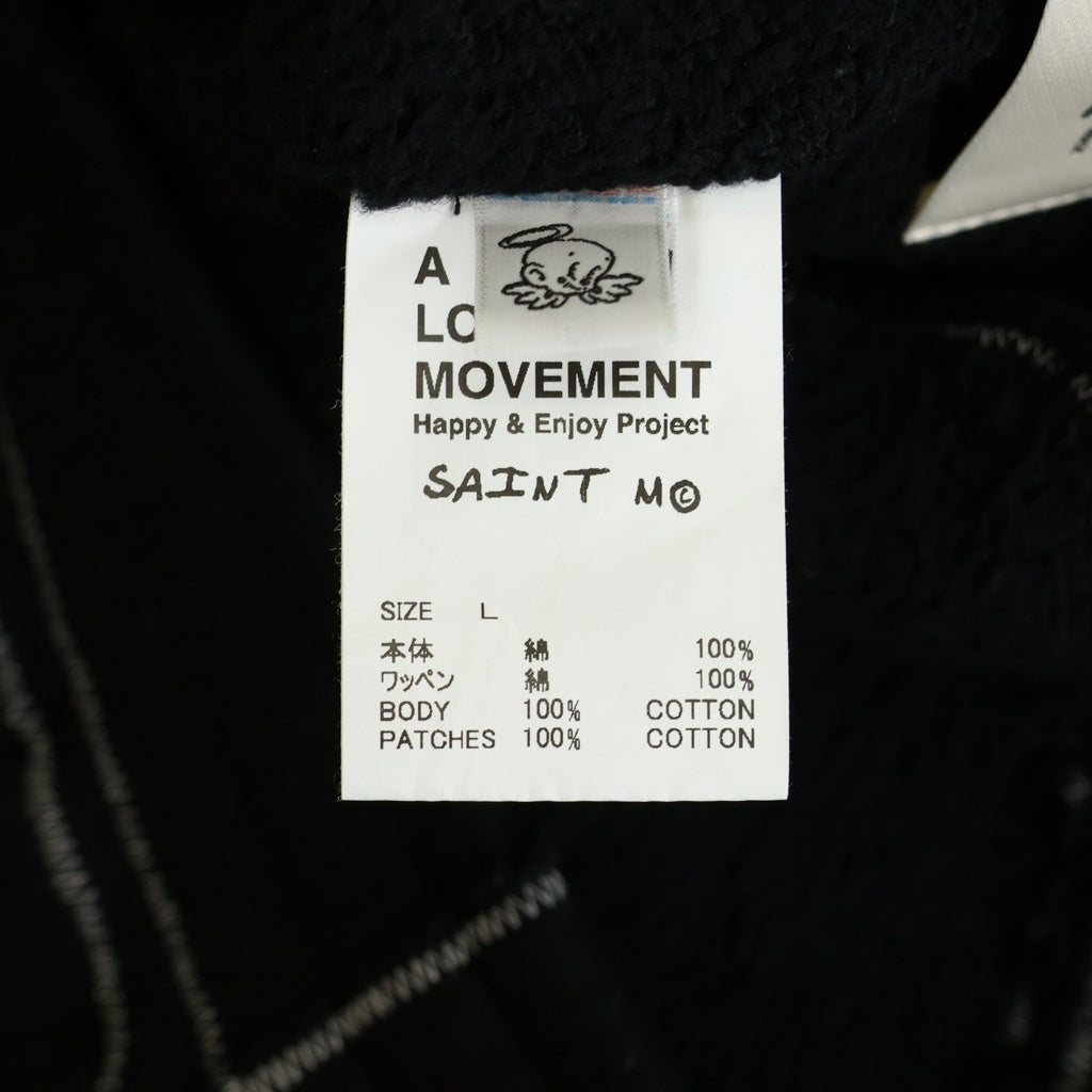SAINT MICHAEL(セントマイケル) 25AW ×A LOVE MOVEMENT ALM_SWEAT PANTS SM-HR1-0000-C70 フロントロゴ スウェットパンツ ブラック