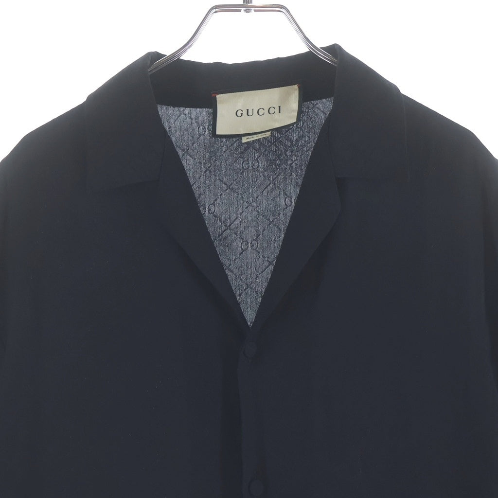 GUCCI(グッチ) GG Printed Silk Shirt 623156 ZADWP GGプリント シルク半袖シャツ ブラック