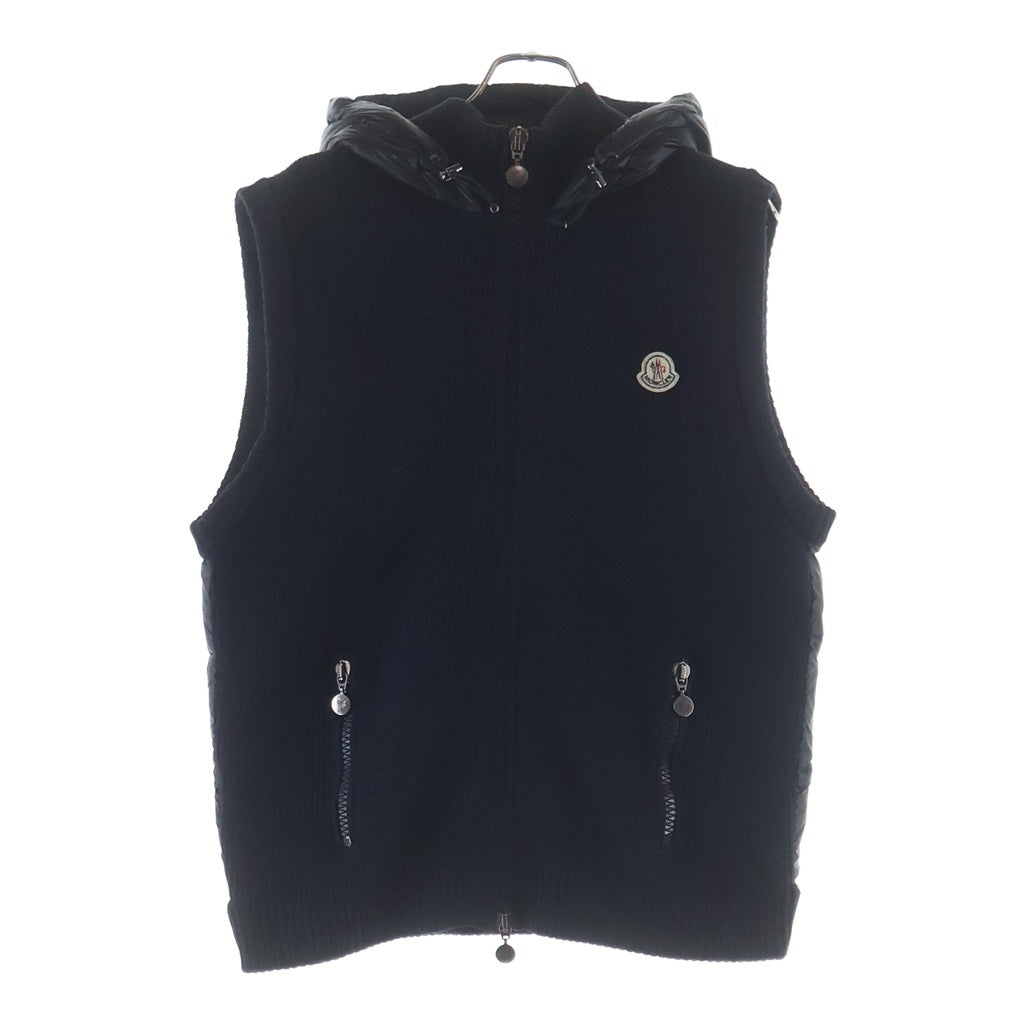 MONCLER(モンクレール) MAGLIONE TRICOT GILET 120919436800 94111 ニット切り替え ロゴワッペン付きダウンベスト ネイビー/ブラック