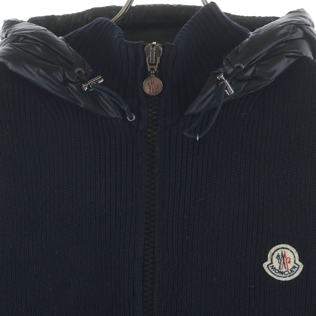 MONCLER(モンクレール) MAGLIONE TRICOT GILET 120919436800 94111 ニット切り替え ロゴワッペン付きダウンベスト ネイビー/ブラック