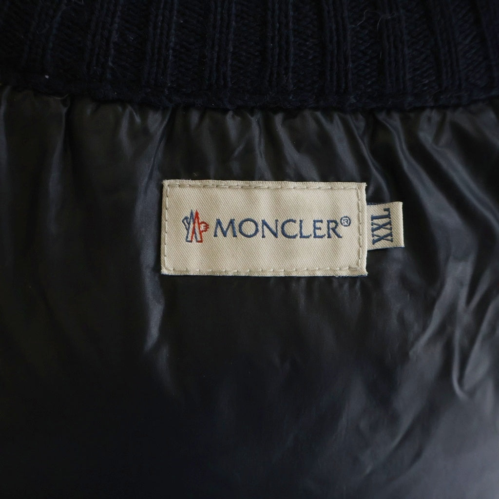 MONCLER(モンクレール) MAGLIONE TRICOT GILET 120919436800 94111 ニット切り替え ロゴワッペン付きダウンベスト ネイビー/ブラック