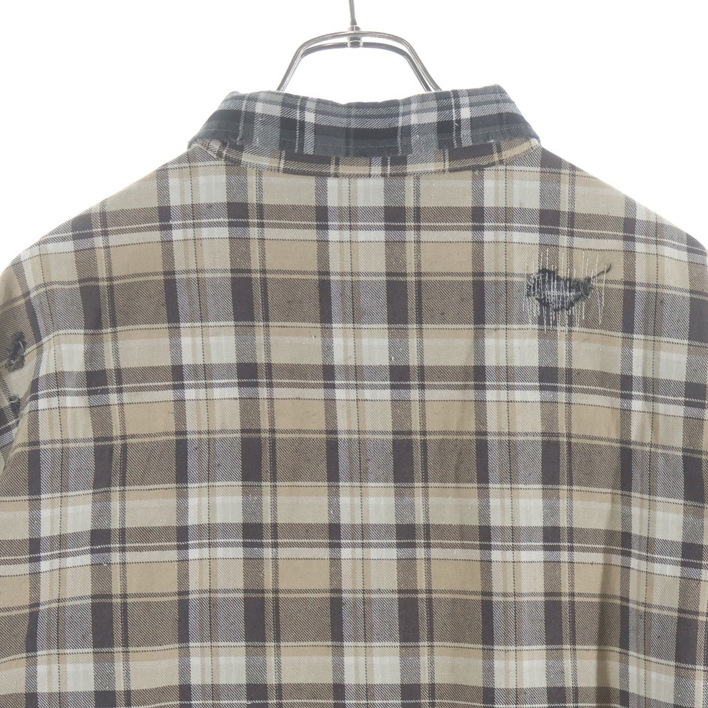 KAMIYA(カミヤ) 25AW Crazy Pattern Check Shirt クレイジーパターン 長袖チェックシャツ ベージュ