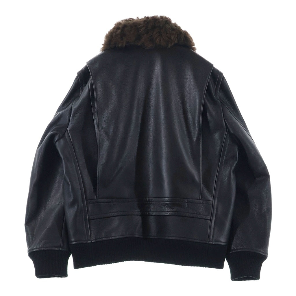 Sacai(サカイ) 25AW Leather Jacket 25-03879M-13 ムートンファーベストドッキングレザージャケット ブラック