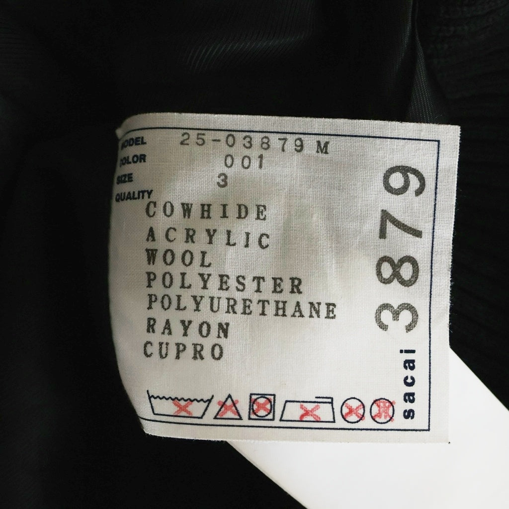 Sacai(サカイ) 25AW Leather Jacket 25-03879M-13 ムートンファーベストドッキングレザージャケット ブラック