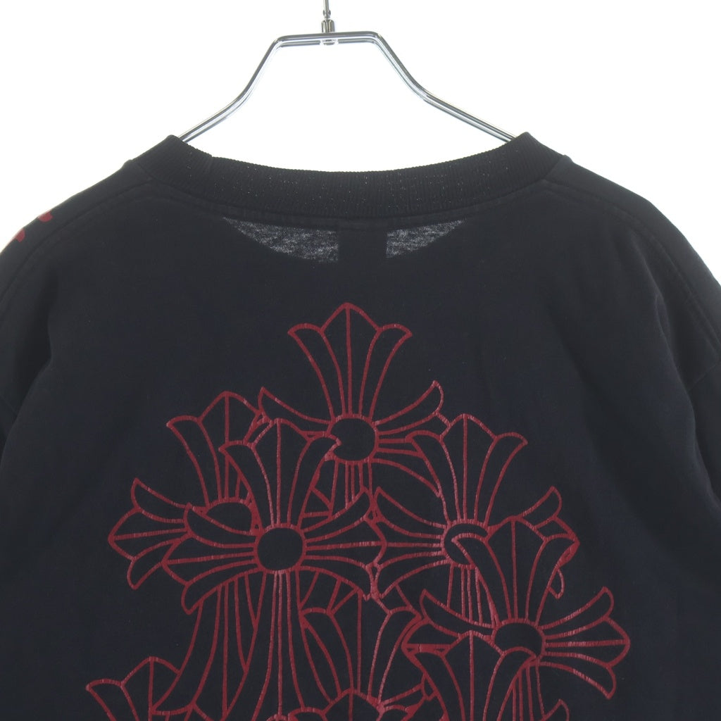 CHROME HEARTS(クロムハーツ) Back Cemetery Cross Vine Dagger Print L/S Tee バックセメタリー 袖CH ヴァインダガープリント長袖Tシャツ ブラック/レッド