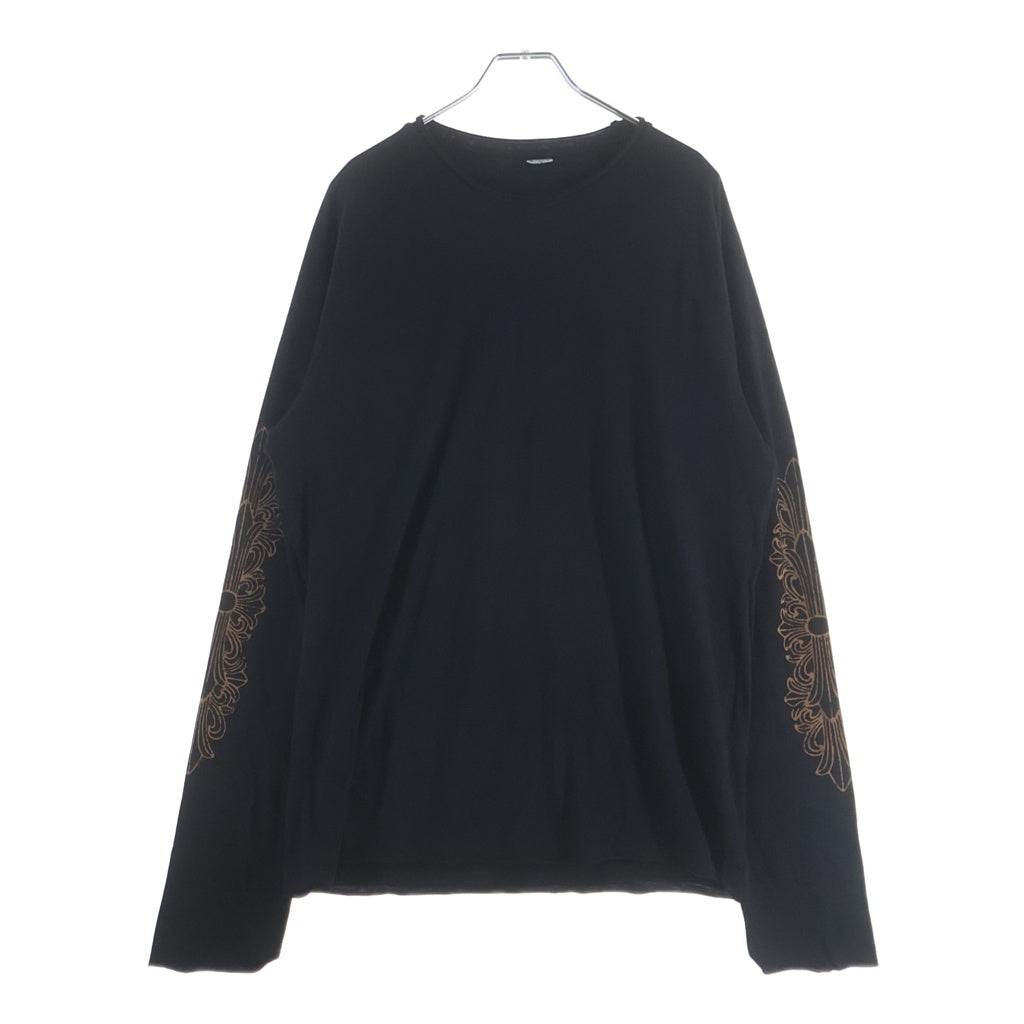 CHROME HEARTS(クロムハーツ) 袖フローラルプリント長袖Tシャツ ブラック/ブラウン