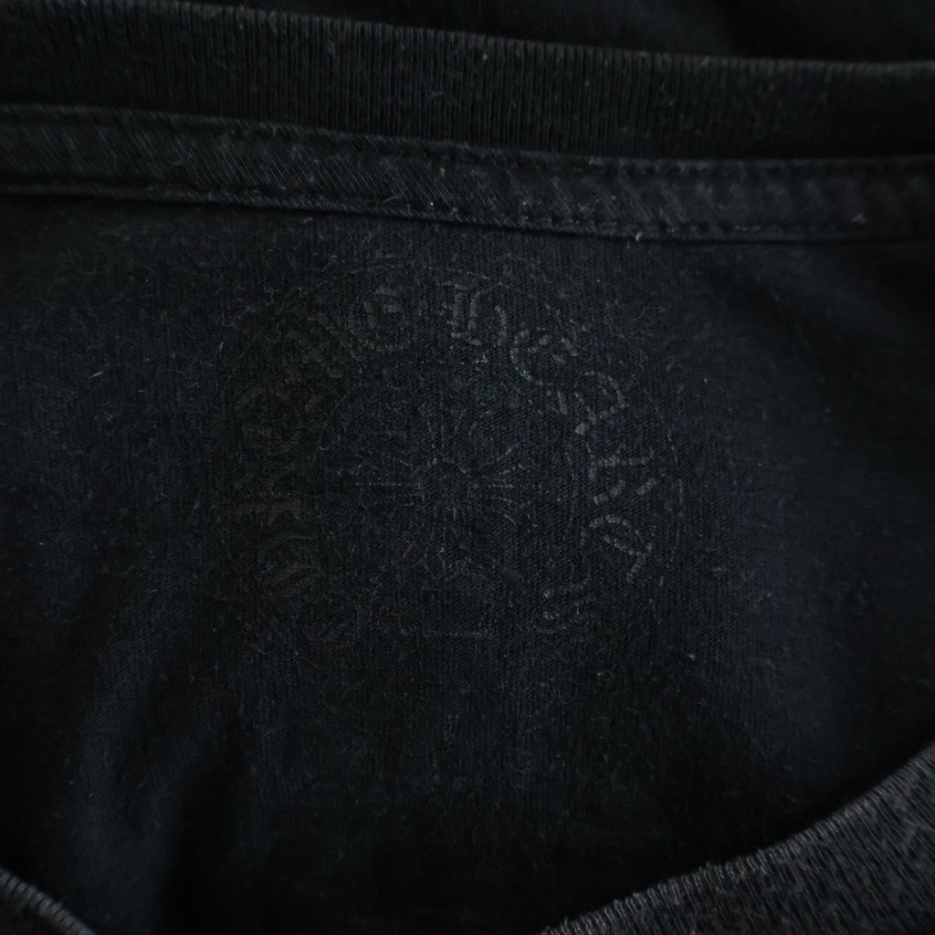 CHROME HEARTS(クロムハーツ) Neon Pink Stripe Logo ストライプロゴ プリント 長袖Tシャツ カットソー ブラック/ピンク