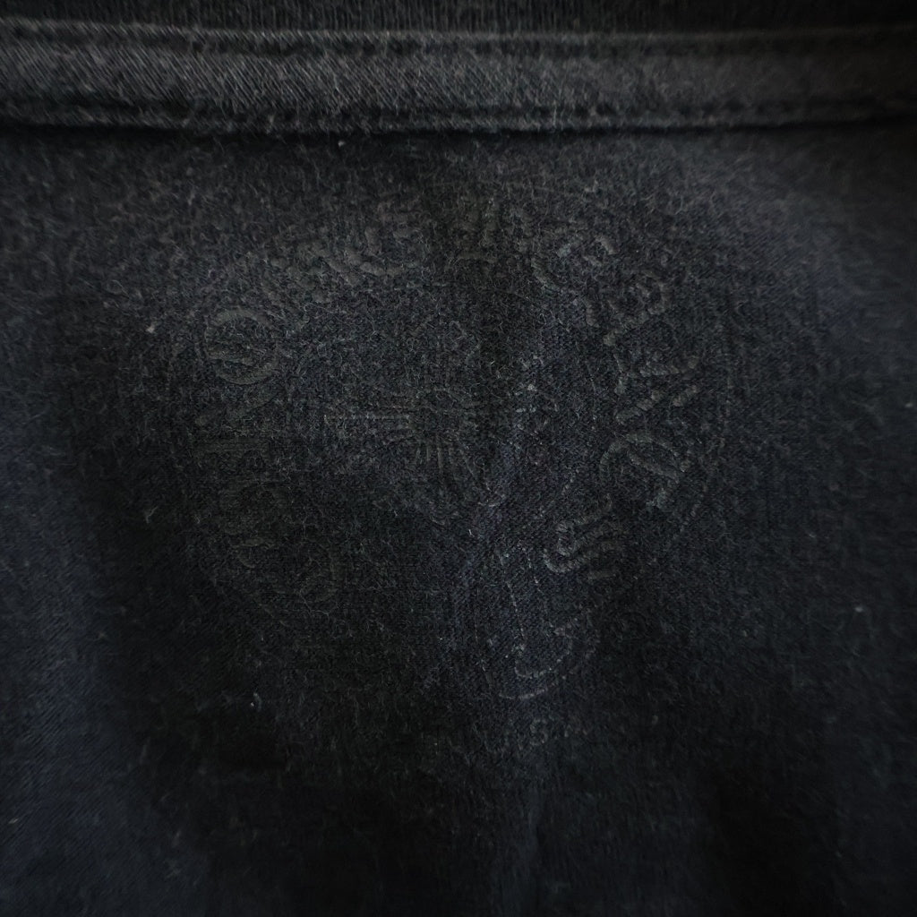 CHROME HEARTS(クロムハーツ) Neon Pink Stripe Logo ストライプロゴ プリント 長袖Tシャツ カットソー ブラック/ピンク