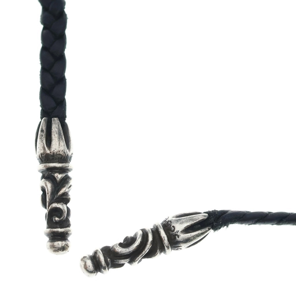 CHROME HEARTS(クロムハーツ) LEATHER BRAID SCROLL ネックレス レザーブレイドネックレス ブラック/シルバー BCA377 レディース