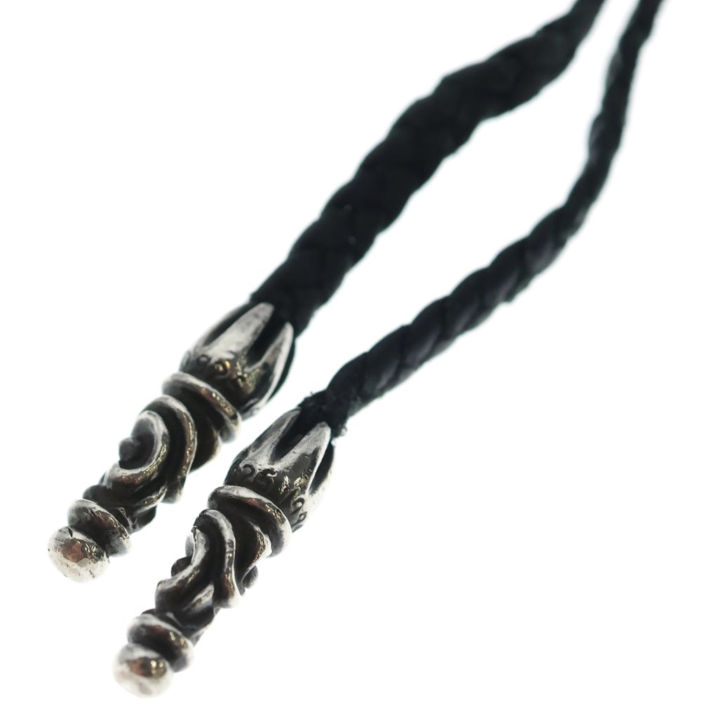 CHROME HEARTS(クロムハーツ) LEATHER BRAID SCROLL ネックレス レザーブレイドネックレス ブラック/シルバー BCA377 レディース