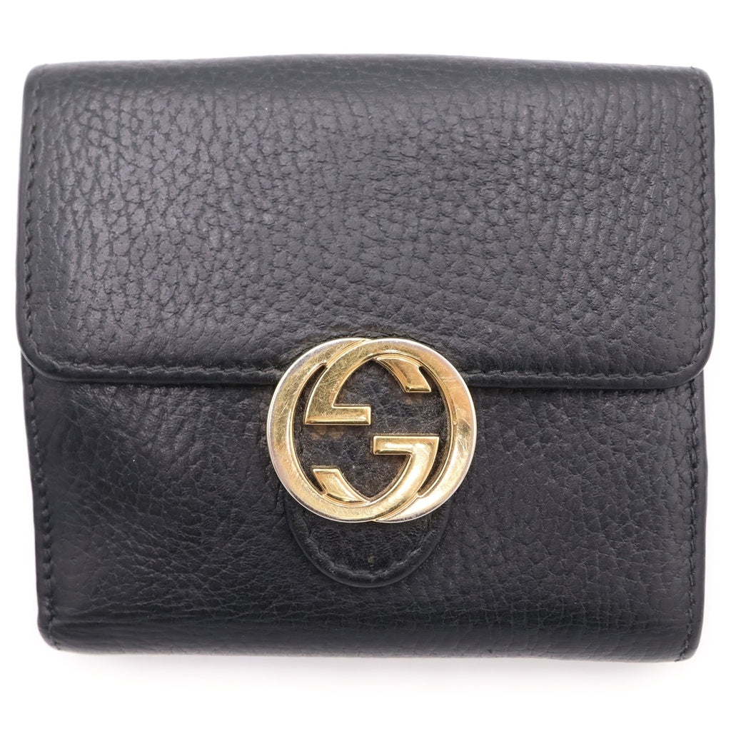 GUCCI(グッチ) インターロッキングG コンパクトウォレット 二つ折り財布 ブラック 615525 レディース