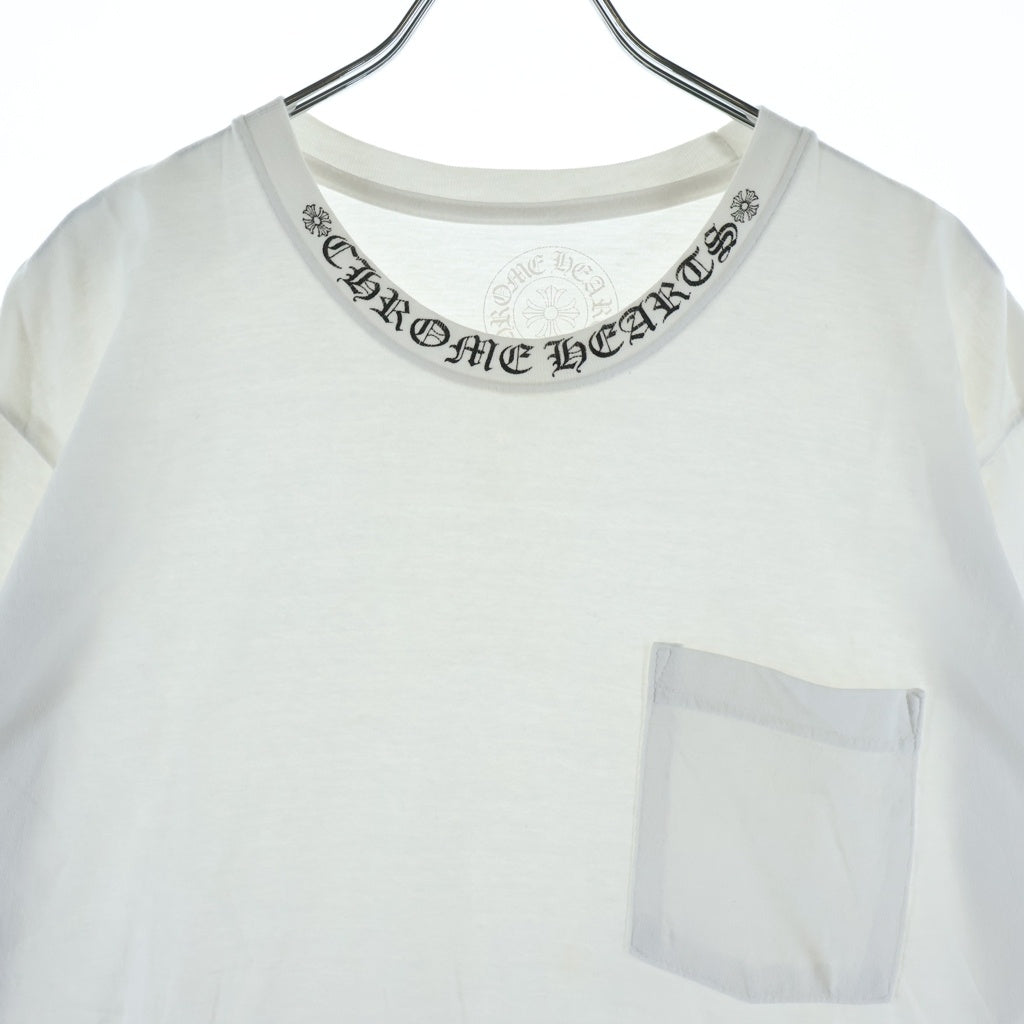 CHROME HEARTS(クロムハーツ) Neck Logo S/S Tee ネックロゴプリント クルーネック 半袖Tシャツ カットソー ホワイト