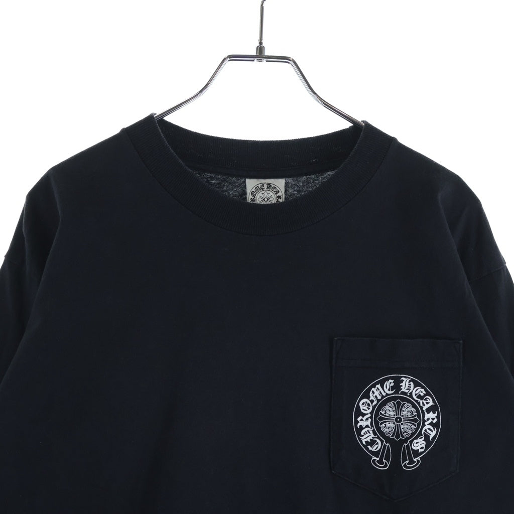 CHROME HEARTS(クロムハーツ) Cemetery L/S Tee オールド セメタリーバックプリント 長袖ポケットTシャツ ブラック/ホワイト