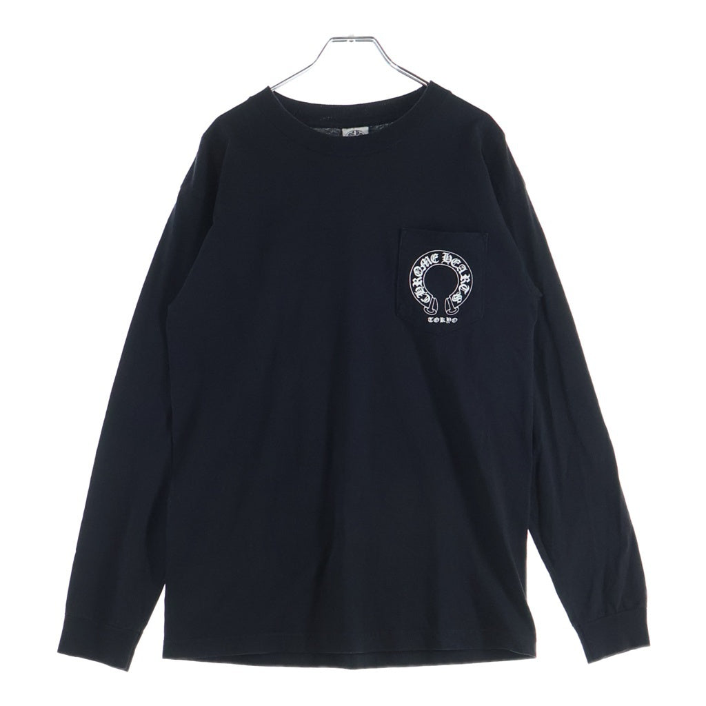 CHROME HEARTS(クロムハーツ) OLD CH T-SHIRT 東京限定 ファックユー バックフローラル フロントホースシュープリント クルーネック 長袖Tシャツ カットソー ブラック