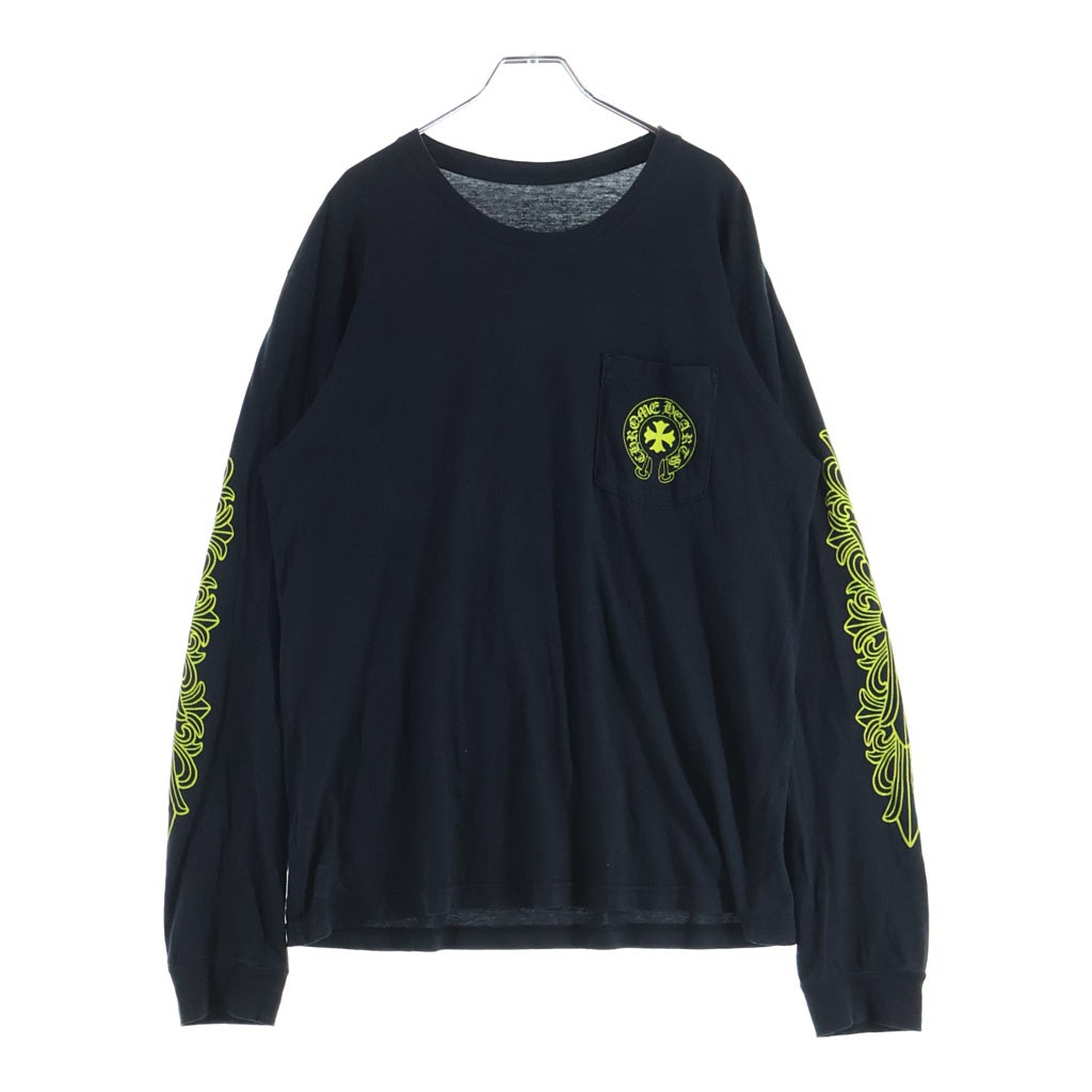 CHROME HEARTS(クロムハーツ) Made In Hollywood L/S Tee メイドインハリウッド アームフローラルクロス 長袖Tシャツ カットソー ブラック/イエロー