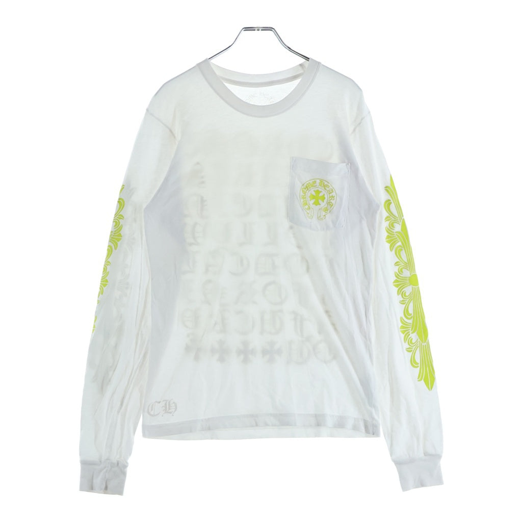 CHROME HEARTS(クロムハーツ) Made In Hollywood L/S Tee メイドインハリウッド アームフローラルクロス 長袖Tシャツ カットソー ホワイト/イエロー