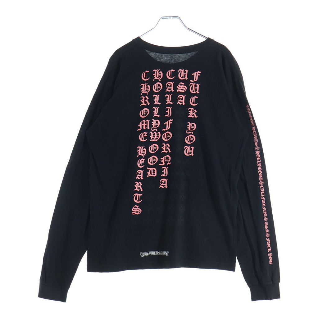 CHROME HEARTS(クロムハーツ) BACK LETTERING LOGO L/S TEE バックレタリングロゴ 長袖Tシャツ カットソー ブラック/ピンク